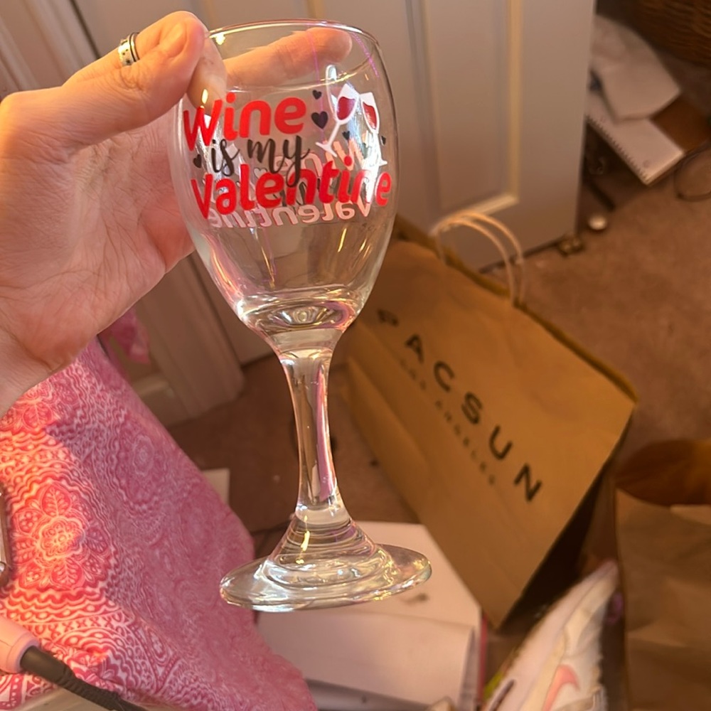 wine is my valentine wine cup